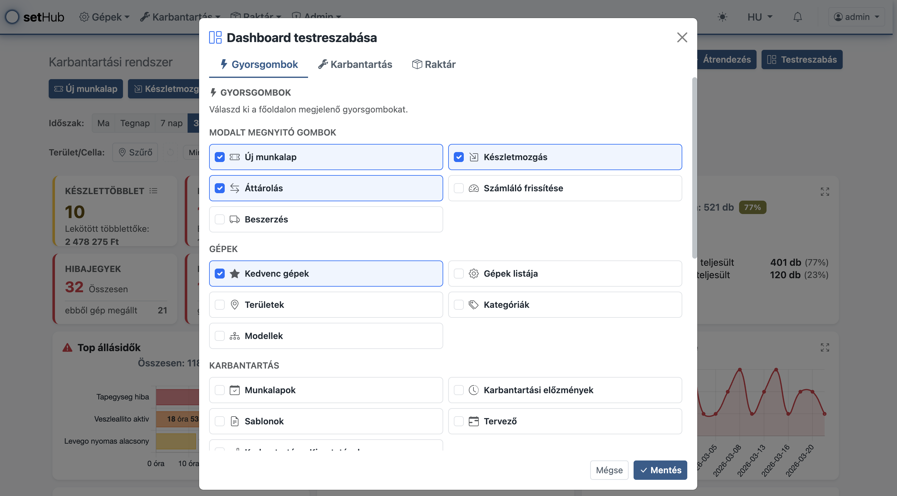 Főoldal testreszabása